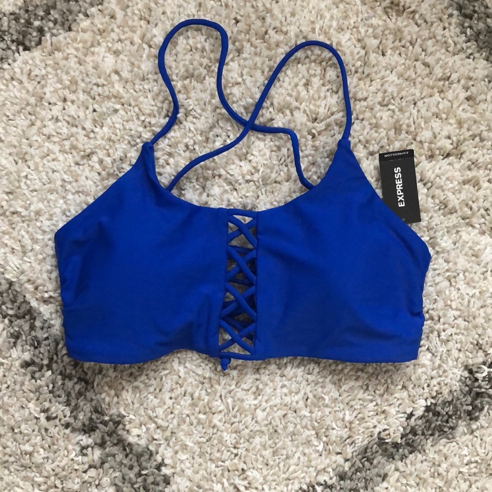 Lace up back swim suit top